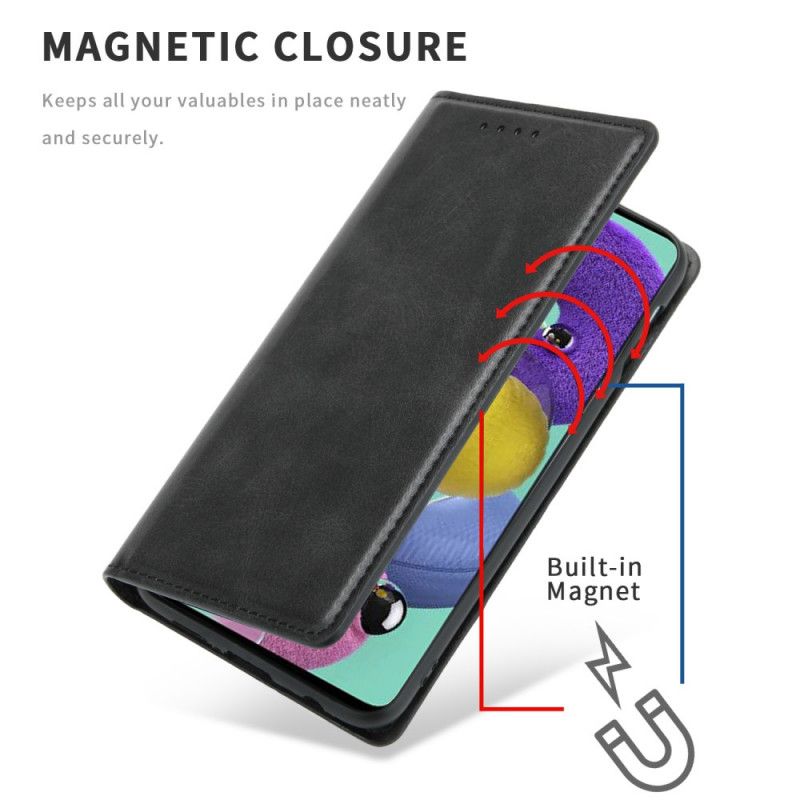 Flip Case Samsung Galaxy A51 Schwarz Vintage Lederstil