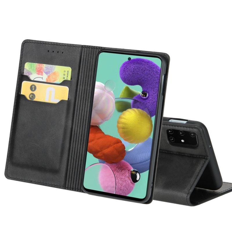 Flip Case Samsung Galaxy A51 Schwarz Vintage Lederstil