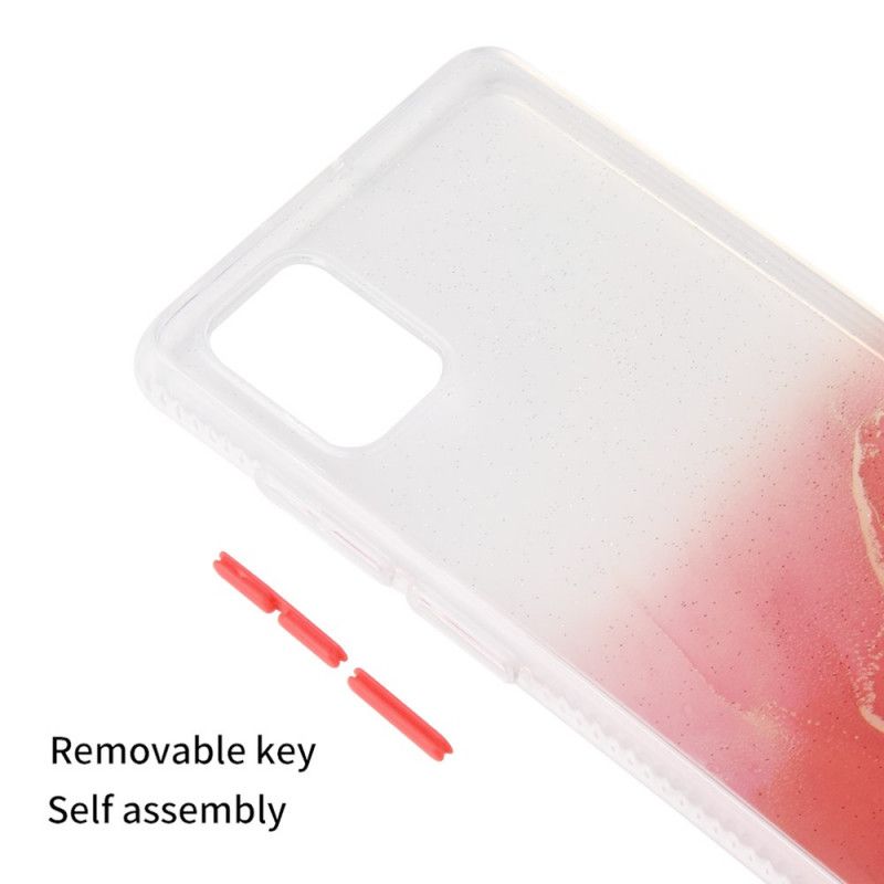 Hülle Für Samsung Galaxy A51 Rot Hybridmarmoreffekt