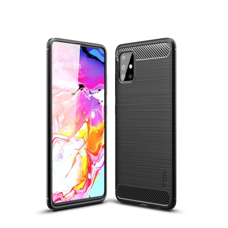 Hülle Für Samsung Galaxy A51 Schwarz Gebürstete Mofi-Kohlefaser