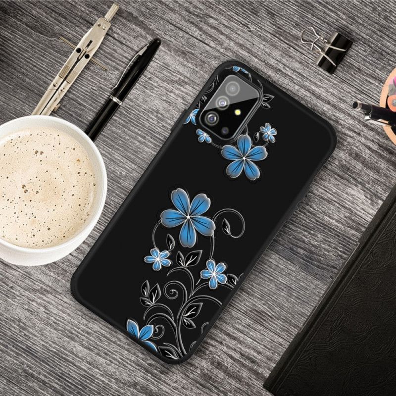 Hülle Samsung Galaxy A51 Handyhülle Blaue Blüten