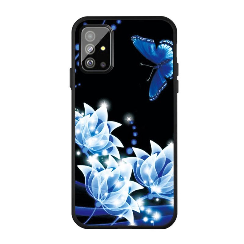 Hülle Samsung Galaxy A51 Handyhülle Schmetterling Und Blaue Blüten