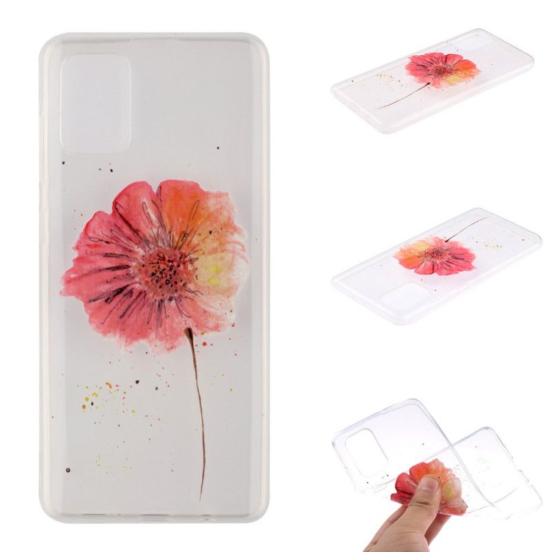 Hülle Samsung Galaxy A51 Handyhülle Transparente Aquarellmohnblume