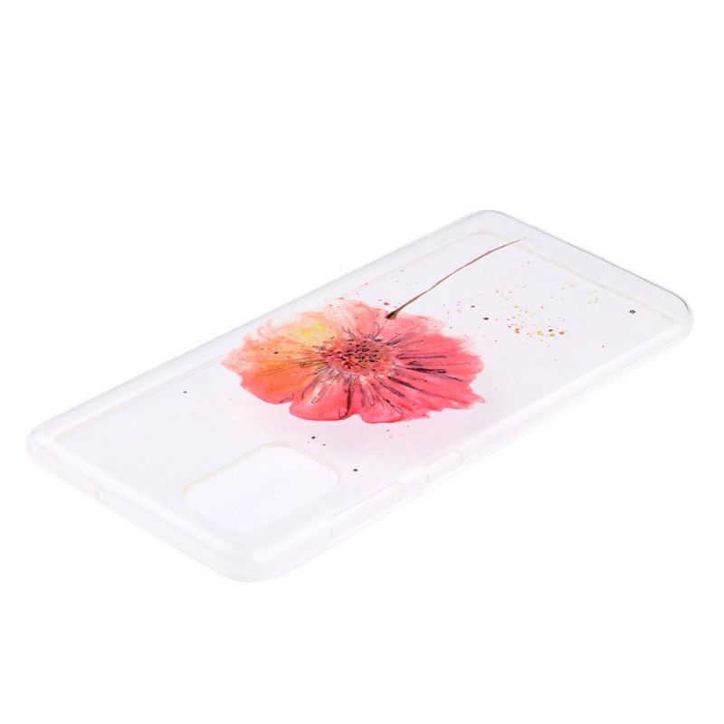 Hülle Samsung Galaxy A51 Handyhülle Transparente Aquarellmohnblume