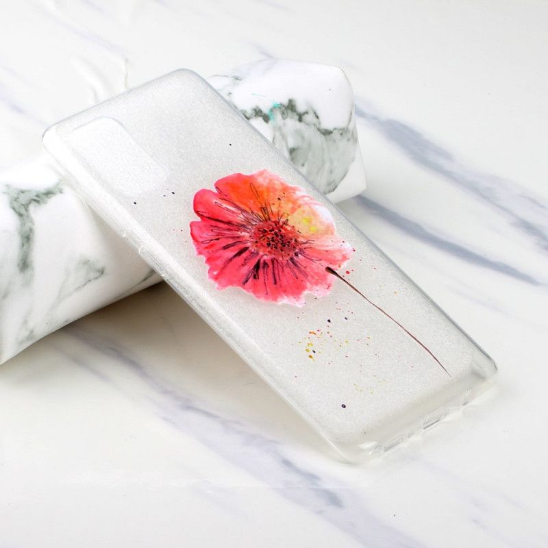 Hülle Samsung Galaxy A51 Handyhülle Transparente Aquarellmohnblume