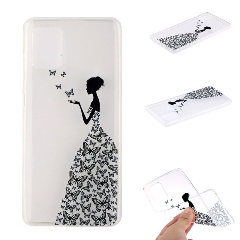 Hülle Samsung Galaxy A51 Handyhülle Transparentes Kleid Mit Schmetterlingen