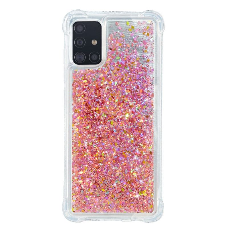 Hülle Samsung Galaxy A51 Magenta Wunschglitter