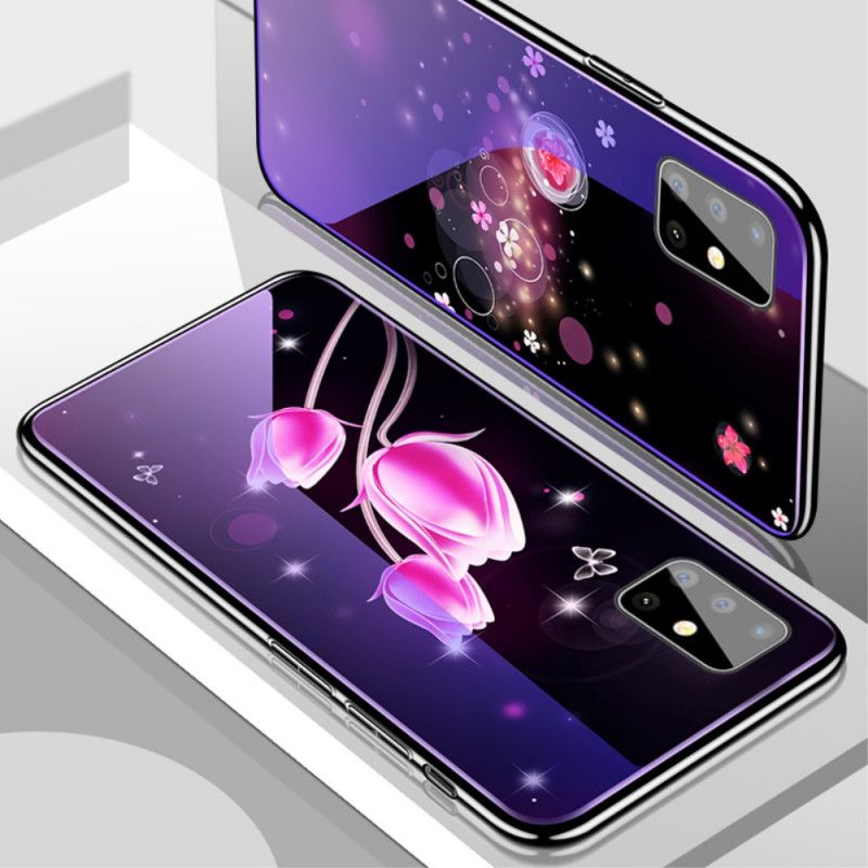Hülle Samsung Galaxy A51 Pink Gehärtetes Glas Und Blumensilikon