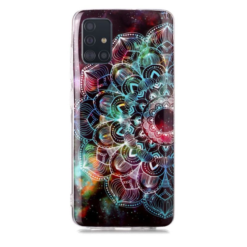 Hülle Samsung Galaxy A51 Schwarz Fluoreszierende Blumenserie