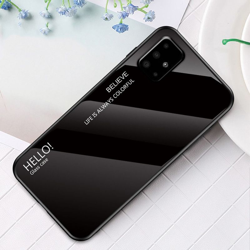 Hülle Samsung Galaxy A51 Schwarz Hallo Gehärtetes Glas