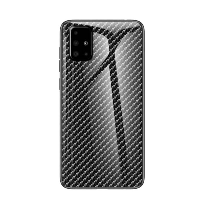 Hülle Samsung Galaxy A51 Schwarz Handyhülle Gehärtetes Kohlefaserglas