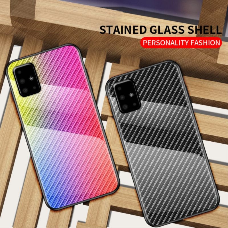 Hülle Samsung Galaxy A51 Schwarz Handyhülle Gehärtetes Kohlefaserglas