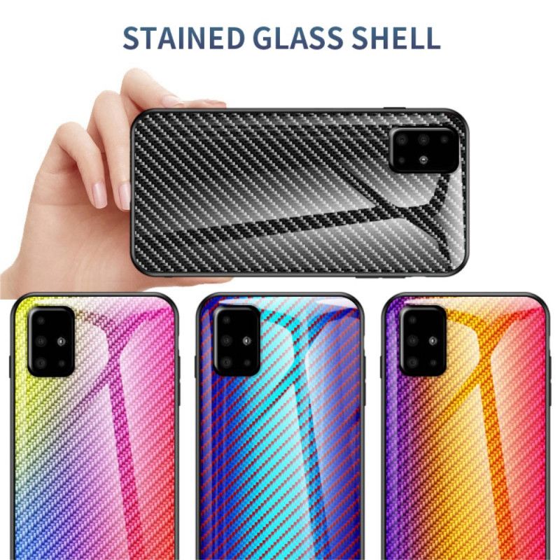 Hülle Samsung Galaxy A51 Schwarz Handyhülle Gehärtetes Kohlefaserglas