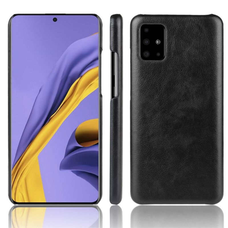 Hülle Samsung Galaxy A51 Schwarz Litschileder-Effekt