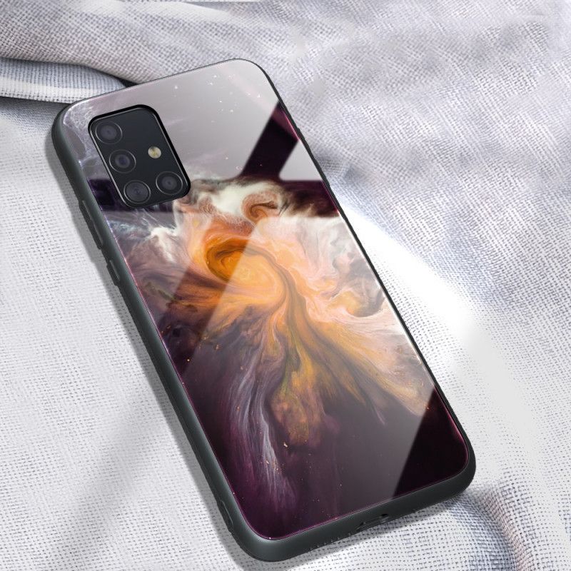 Hülle Samsung Galaxy A51 Schwarz Marmorfarben Gehärtetes Glas