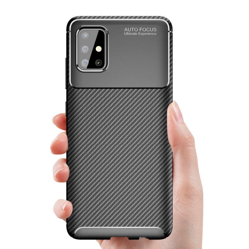 Hülle Samsung Galaxy A51 Schwarzflexible Kohlefasertextur