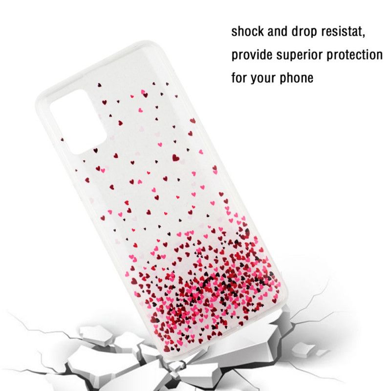 Hülle Samsung Galaxy A51 Transparente Mehrere Rote Herzen