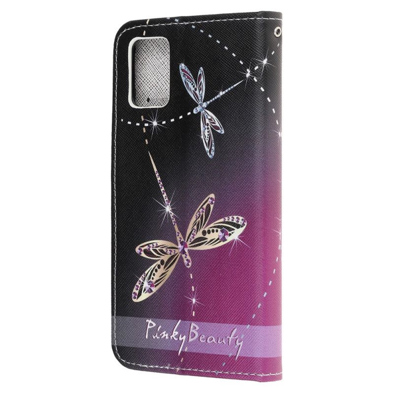 Lederhüllen Für Samsung Galaxy A51 Libellen Mit Tanga