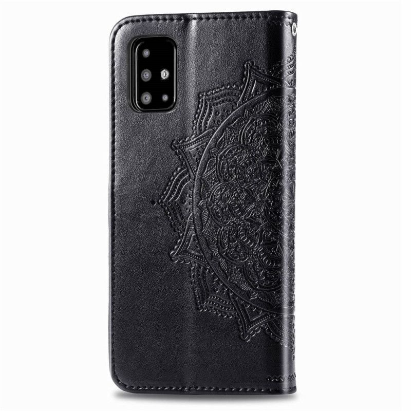 Lederhüllen Für Samsung Galaxy A51 Schwarz Mandala Mittleren Alters