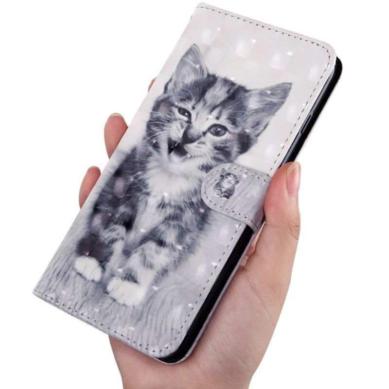 Lederhüllen Samsung Galaxy A51 Handyhülle Schwarz-Weiße Katze