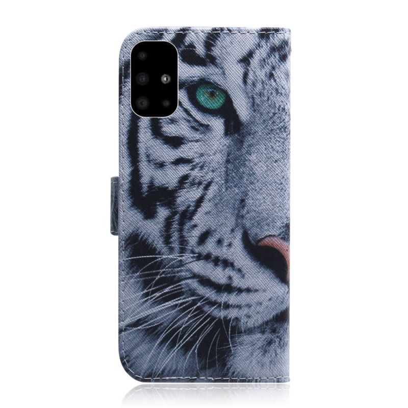 Lederhüllen Samsung Galaxy A51 Handyhülle Tigergesicht