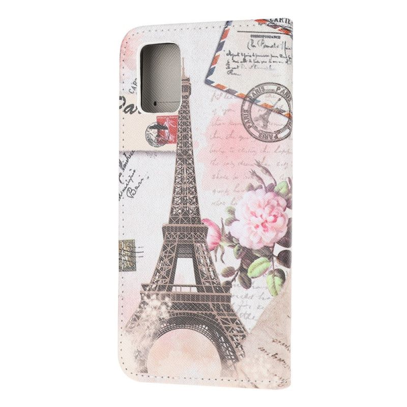 Lederhüllen Samsung Galaxy A51 Retro-Eiffelturm