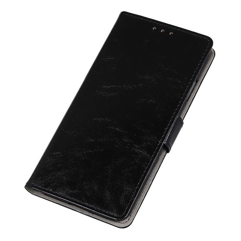 Lederhüllen Samsung Galaxy A51 Schwarz Einfacher Lackledereffekt