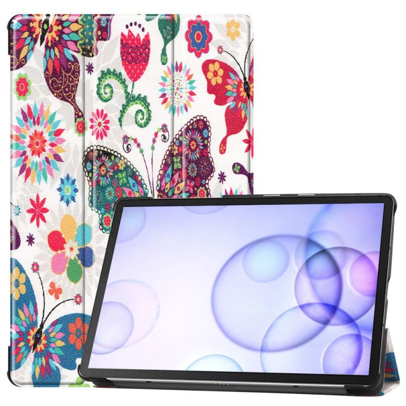 Smart Case Samsung Galaxy Tab S6 Retro Schmetterlinge Und Blumen