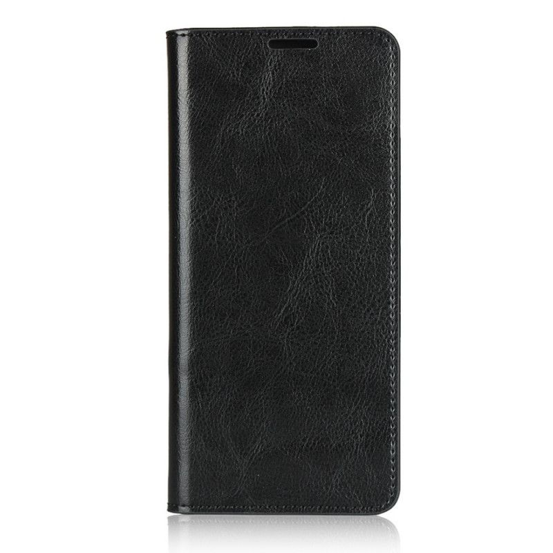 Flip Case Sony Xperia 10 II Schwarz Echtes Leder