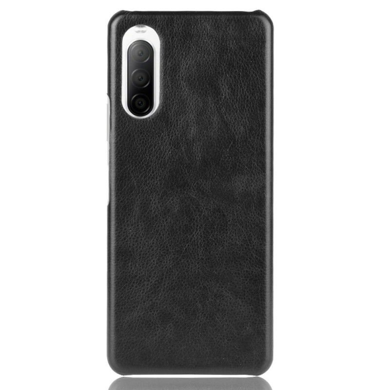Hülle Sony Xperia 10 II Schwarz Handyhülle Litschileder-Effekt