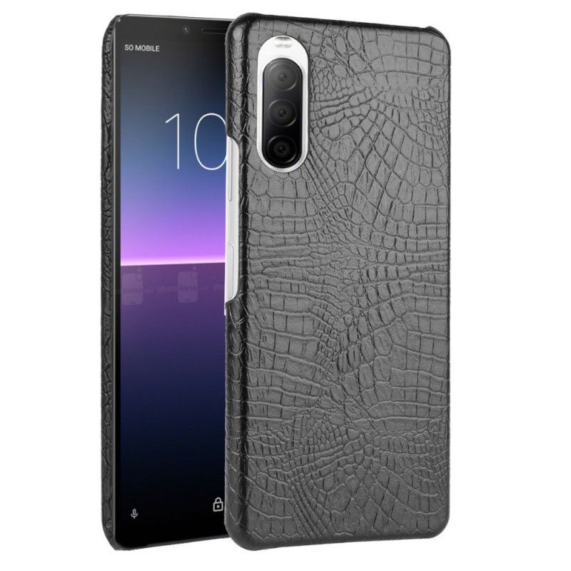 Hülle Sony Xperia 10 II Schwarz Krokodilhauteffekt