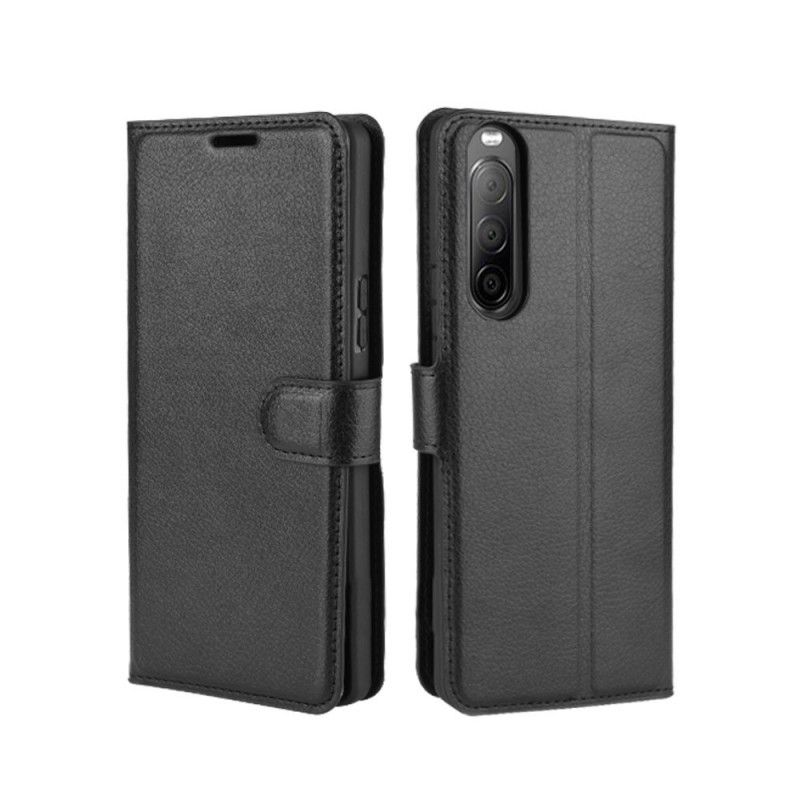 Lederhüllen Sony Xperia 10 II Schwarz Litschi-Kunstleder